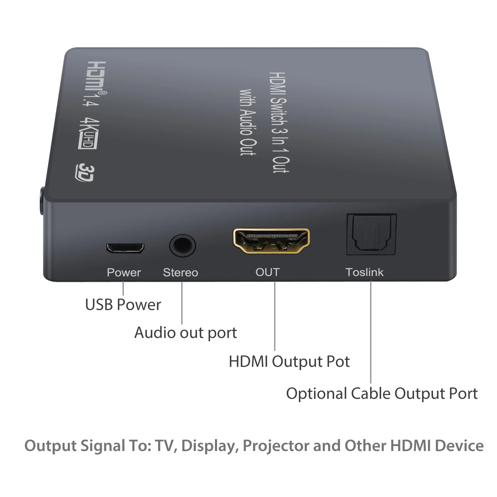 PROZOR 3x1 HDMI совместимый коммутатор с аудио экстрактором оптический Toslink SPDIF выход