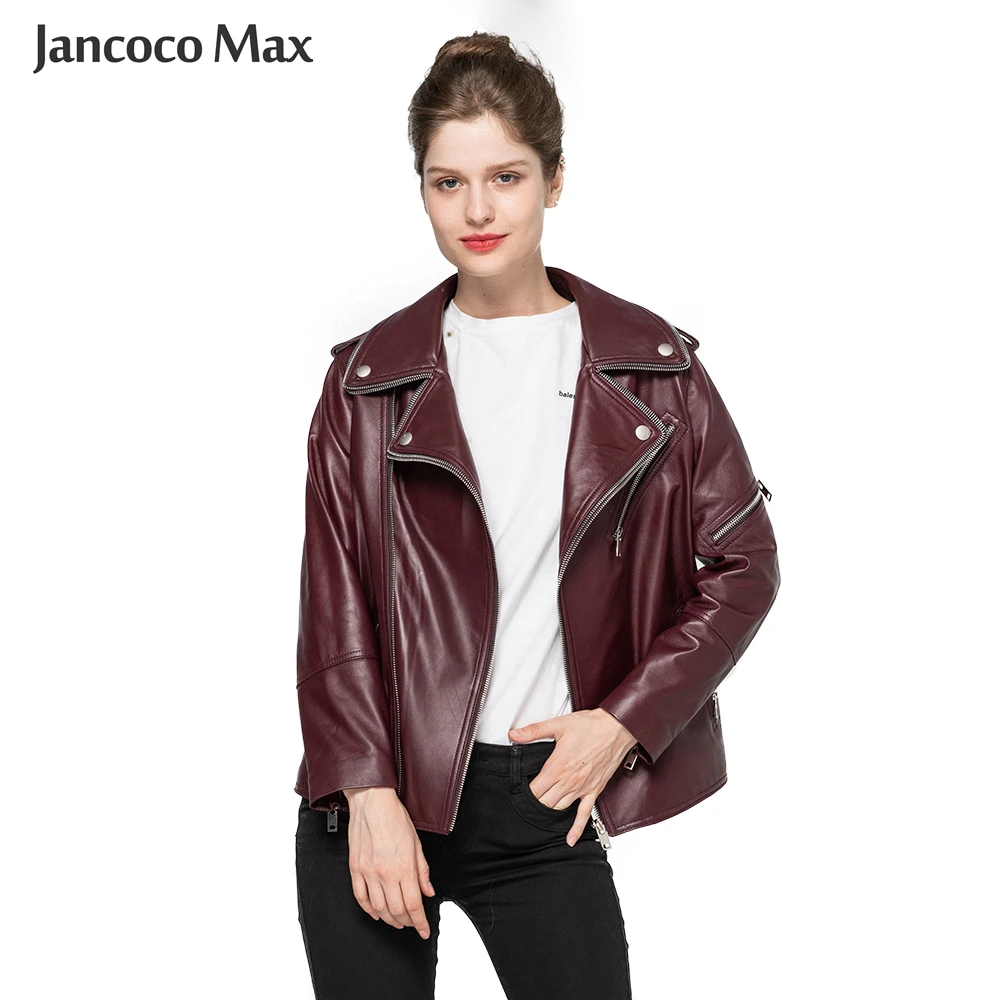 Женская мотоциклетная куртка из натуральной овечьей кожи Модная тонкая мягкая