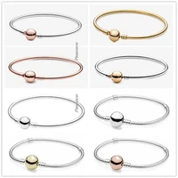 authentic 925 sterling silver rose gold ball clasp clip suitable smooth bracelet bangle fit bead charm diy pandora jewelry