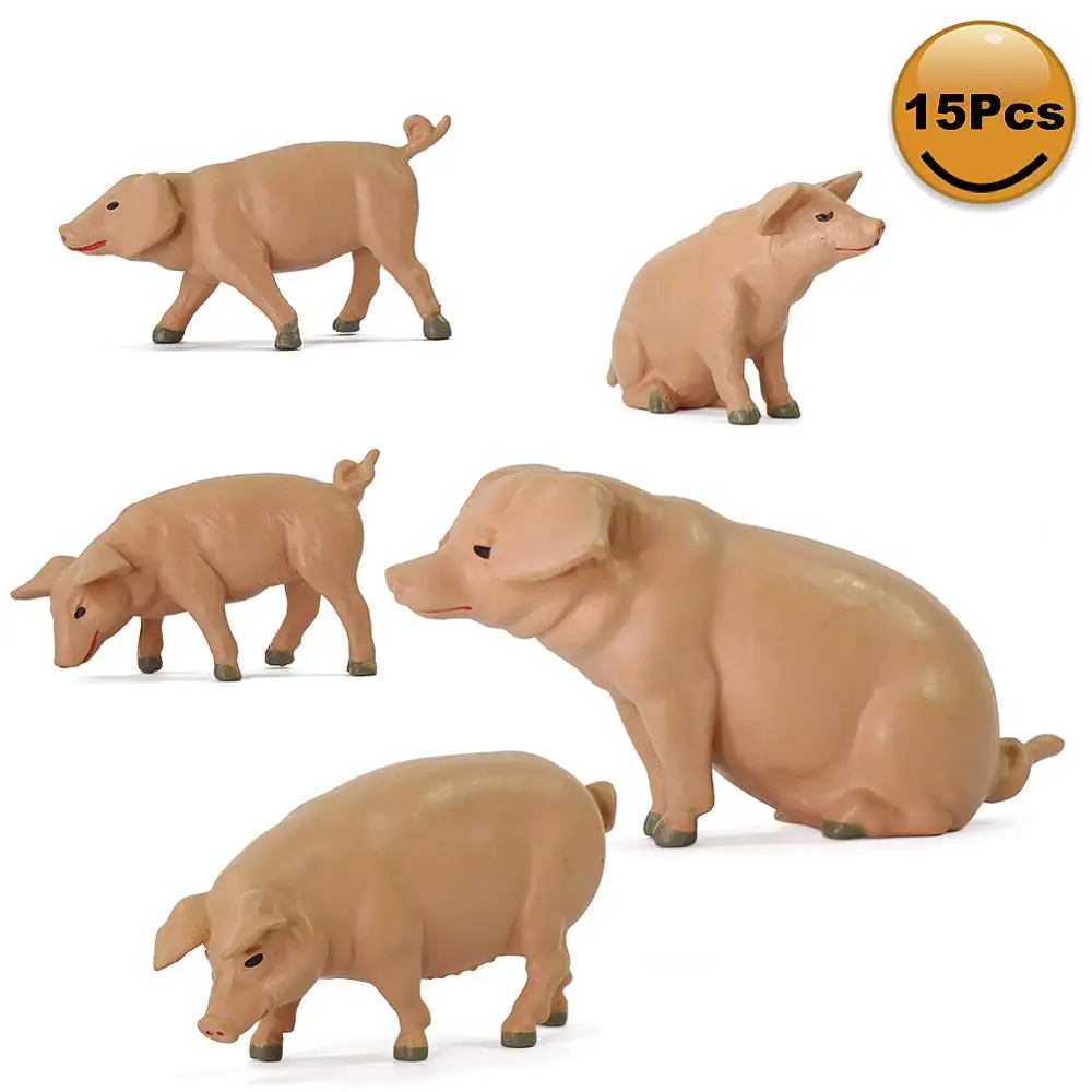 

Evemode 15pcs G Scale Model Pig Animals 1:22.5-1:25 Painted Pigs PVC Railway Scenery