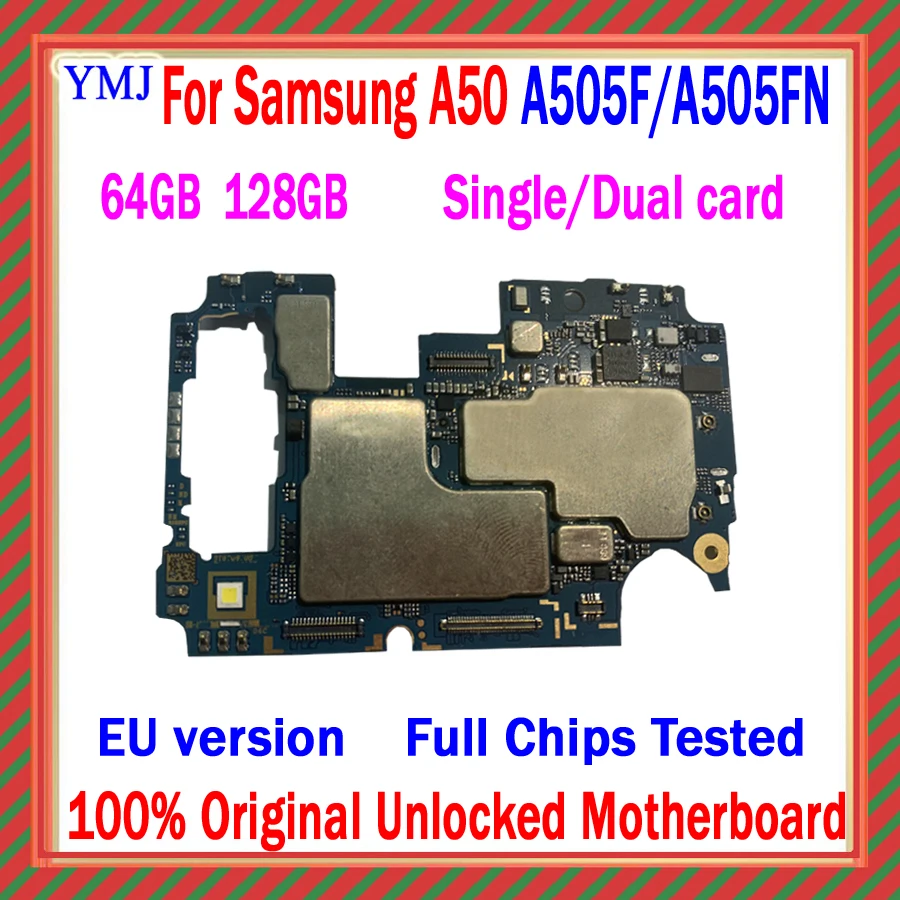 

Original Unlock For Samsung Galaxy A50 A505F 1Sim/A505FN 2Sim Motherboard 64GB 128GB With Android System Logic Board Good Tested