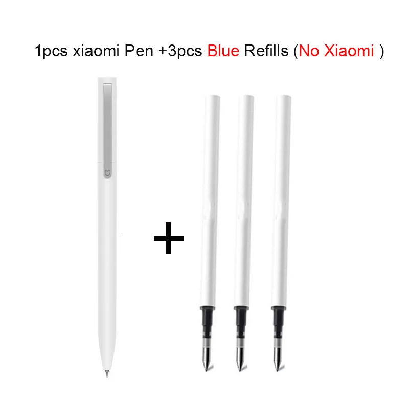 1 pen and 3 blue ink Оригинальная гелевая ручка Xiao mi jia Sign 0,5 мм швейцарские чернила для заправки 143 мм Шариковая ручка mi Xio mi Xia mi Sign шариковая белая - Цвет: 1 pen and 3 blue ink
