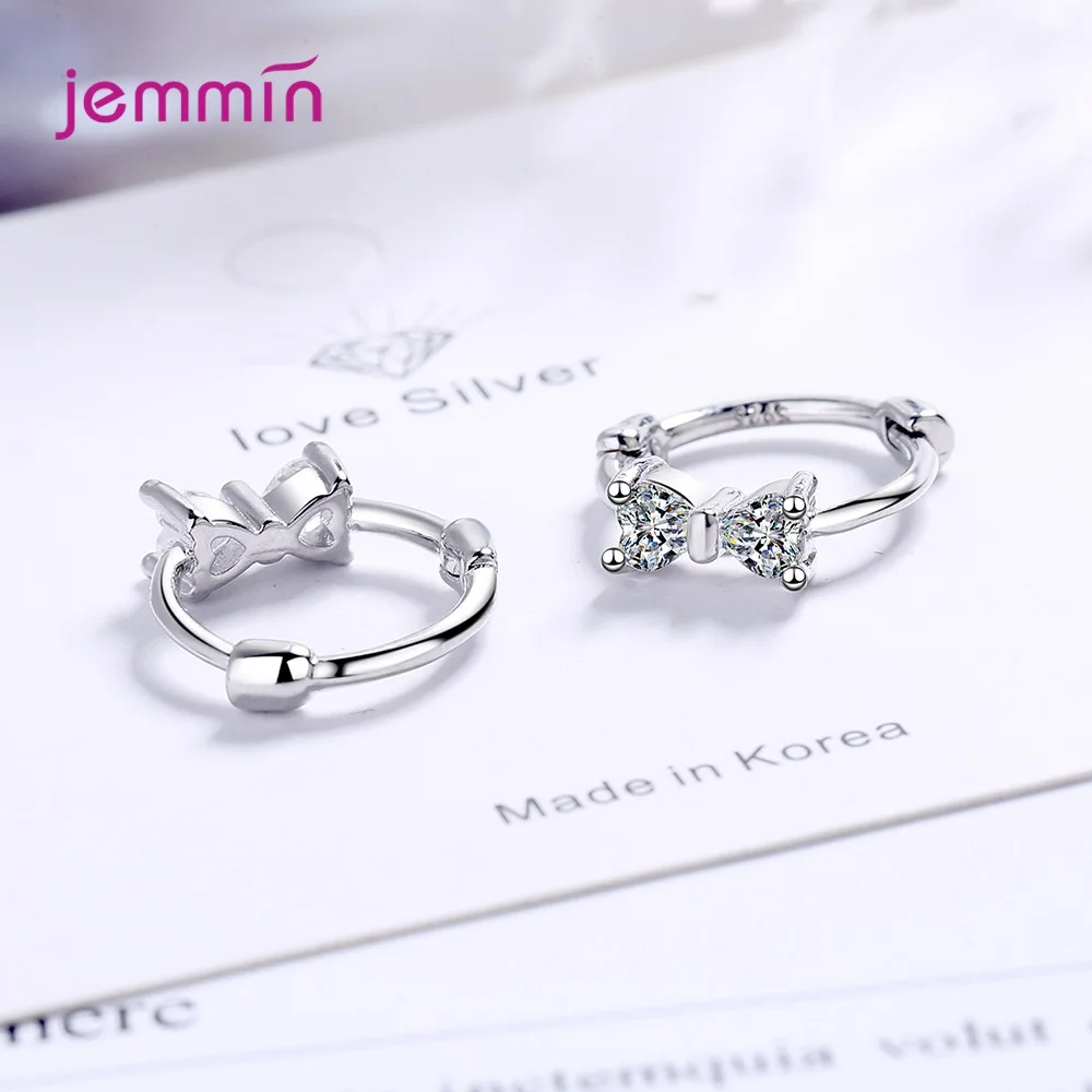 Сияющий циркон бантом круглые серьги модное ювелирное изделие 925 стерлингового