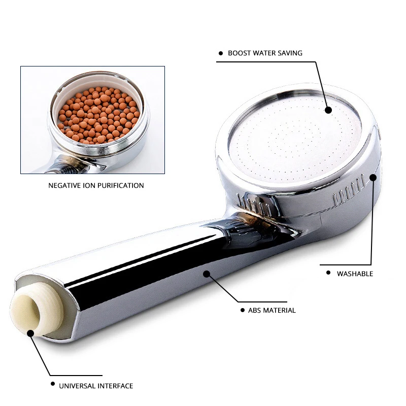 

1PC Pressurized Nozzle Shower Head ABS Bathroom Accessories High Pressure Water Saving Rainfall Chrome Shower Head