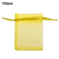 Yellow 100Pcs 10/100 шт органзы Мешочки для украшений, подарочная упаковка, тянущаяся органза сумки пакеты для свадебных подарков из органзы и сетки, элемент конфетная Подарочная сумка 4 - Цвет: Yellow 100Pcs