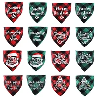 1 pc christmas pet saliva towel cotton plaid triangle scarf for dog washable bow ties collar cat scarf large dog accessories