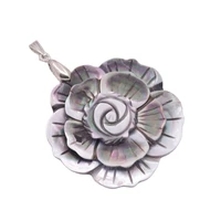 45mm natural black shell flower pendant mother of pearl jewelry