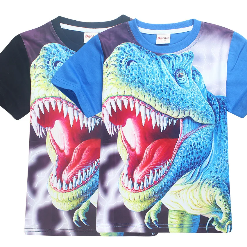 Детская футболка с головой динозавра летняя детская коротким рукавом топы для