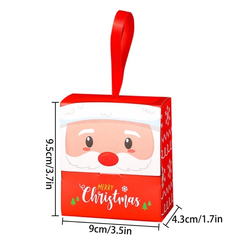 

30Pcs Creative Christmas Candy Wrap Gift Box with Handles Small Baking Cookie Case Cartoon Santa Claus Packaging Snack Container