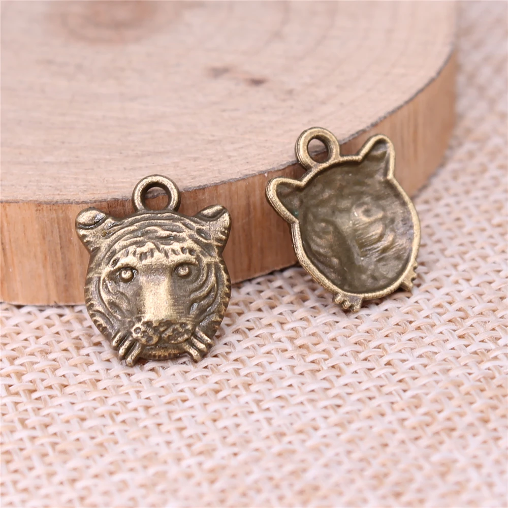 

Tiger Charms For Jewelry Making Findings Handmade DIY Craft 20pcs Antique Bronze Color 15x12mm