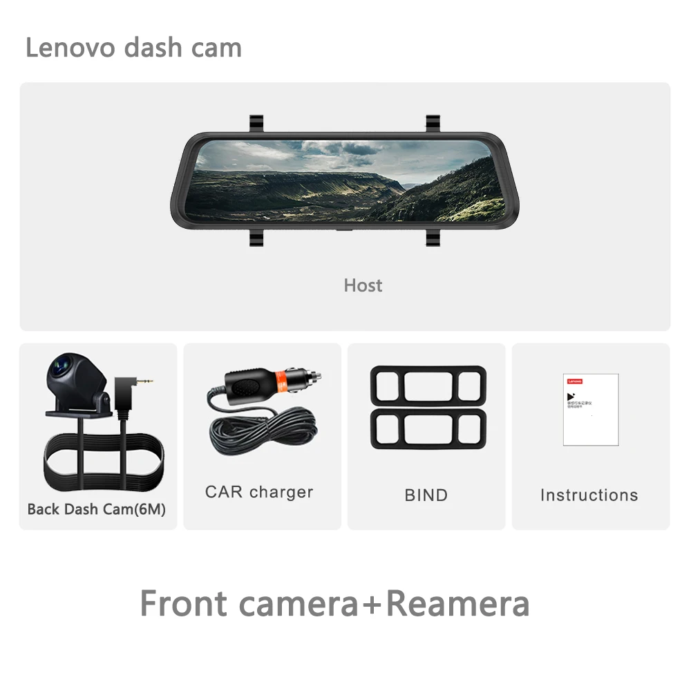 Lenovo 10-дюймовая шпилька для dash cam тактильные Экран dash cam era системы hd1080p автоматический Автомобильный видеорегистратор 24 часа в сутки Parque сзади Камера с двумя объективами видео Регистраторы - Название цвета: HR06A1