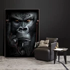 Абстрактный постер с животными и принт, черная Горилла, обезьяна, настенные художественные картины, холст, живопись для гостиной, украшение для дома и офиса
