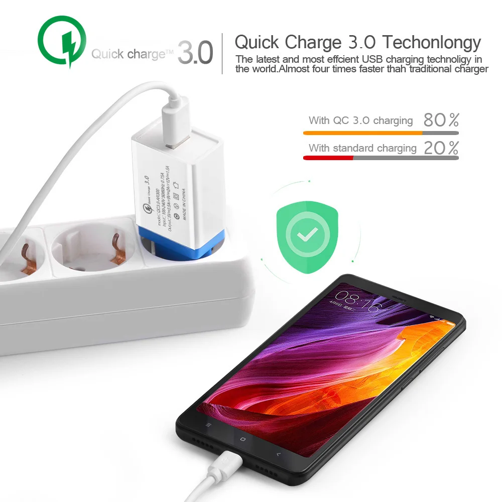 Универсальное USB зарядное устройство QC3.0 5 В/3.5A быстрое зарядное устройство портативное настенное зарядное устройство адаптер EU US разъем для Android IOS смартфон