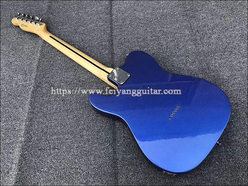 Высококачественная электрическая гитара металлическая синяя Кленовая шея оба