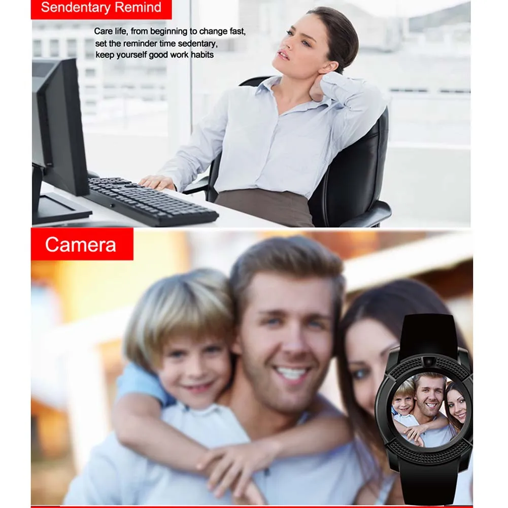 V8 круглые умные часы взрослая Мода карты Bluetooth телефон MP3 MP4 сенсорный Экран