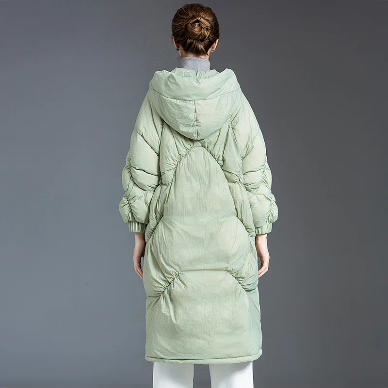 90% For 2021 Oversized Thick White Duck Down Asymmetric Zipper Warm Women Coats and Jackets Winter