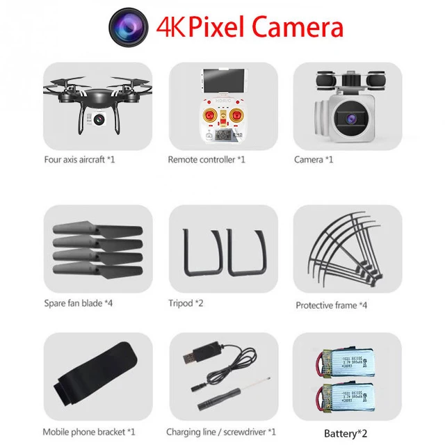 Black 4K Camera 2B RC WI-FI с видом от первого лица Квадрокоптер 4K HD Камера Дрон профессиональной воздушной видео 6 Axis Gyro 4 Каналы р/у вертолет Квадрокоптер с высокой фиксацией - Цвет: Black 4K Camera 2B