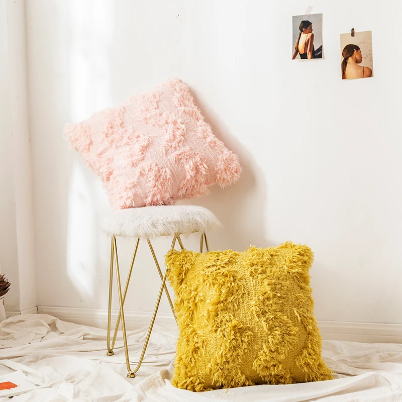 45x45 см наволочка квадратная Подушка Чехол горчичный розовый серый белый