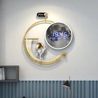 luxury metal wall clock modern design creative astronaut wall clock modern home decor background wall decoration digital clocks