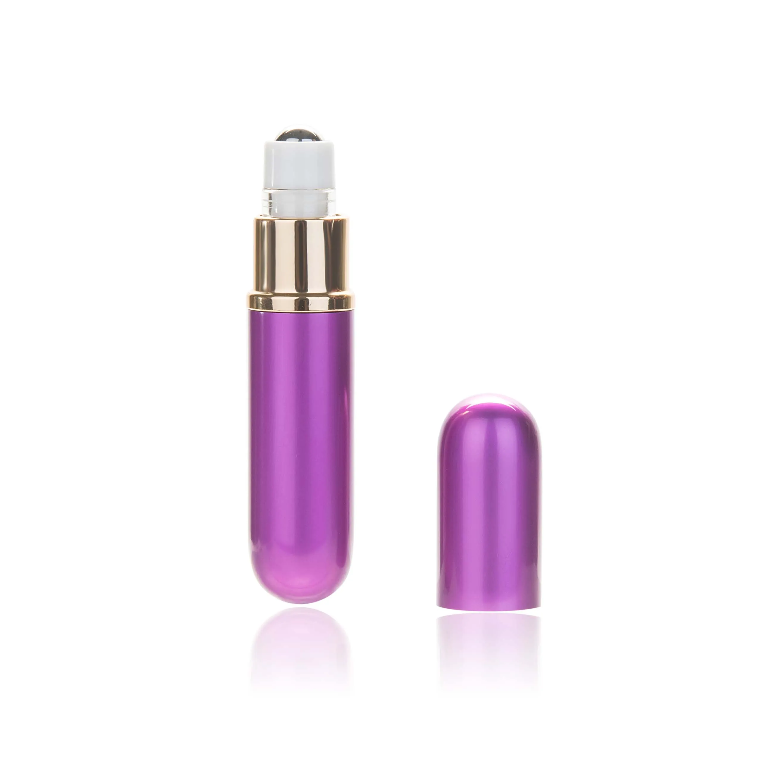 MUB-5ml, портативный мини многоразовый флакон для духов, эфирное масло, металлический роликовый шар, пустой контейнер для путешествий, герметичный рулон бутылок - Цвет: Фиолетовый