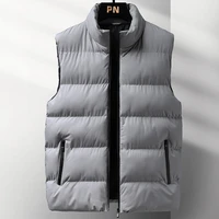 2021 winter new windproof warm zipper sleeveless waistcoat men streetwear solid stand collar vest jacket man 5xl