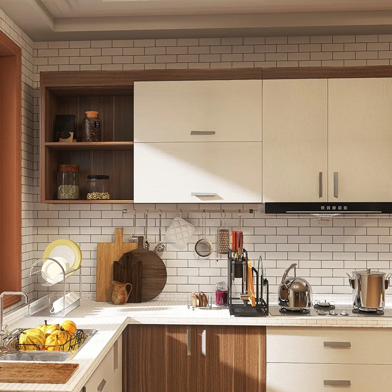 black and white lattice kitchen self adhesive wallpaper waterproof and oil proof wall sticker stove tile wallpaper pvc free global shipping