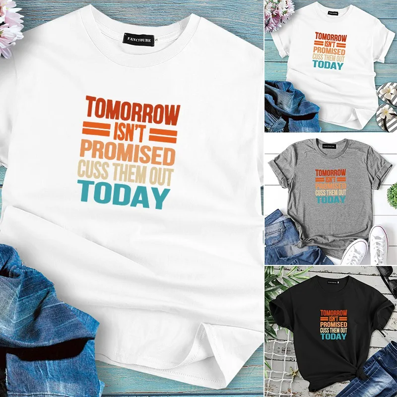 

Simple Creative Women's Short T-shirts Summer Short Sleeve 3 Colors 6 Sizes New 1pc