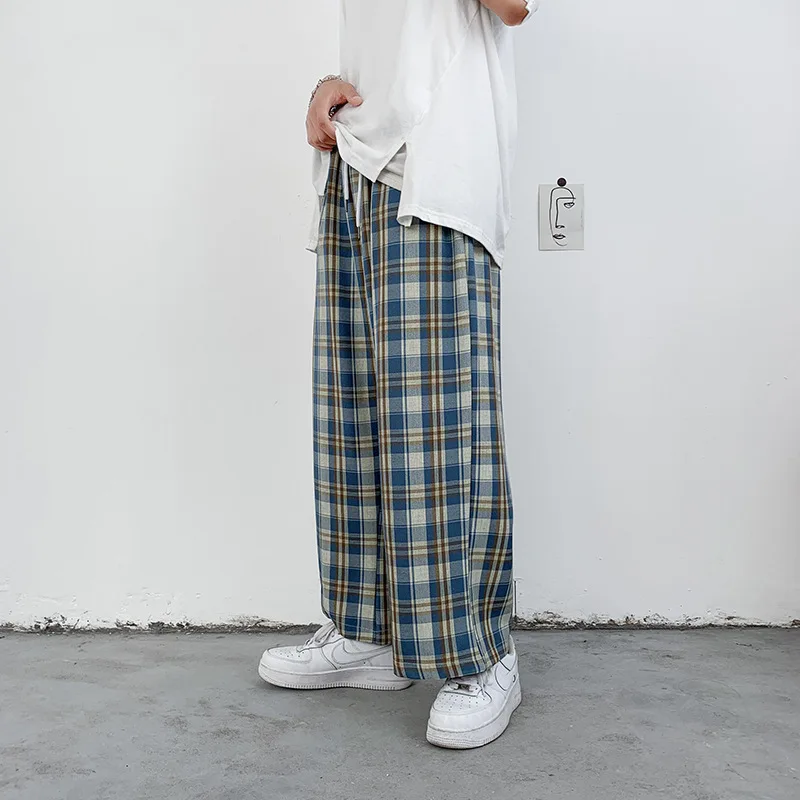 Мужские клетчатые брюки повседневные штаны в стиле хип-хоп 2020 корейский стиль