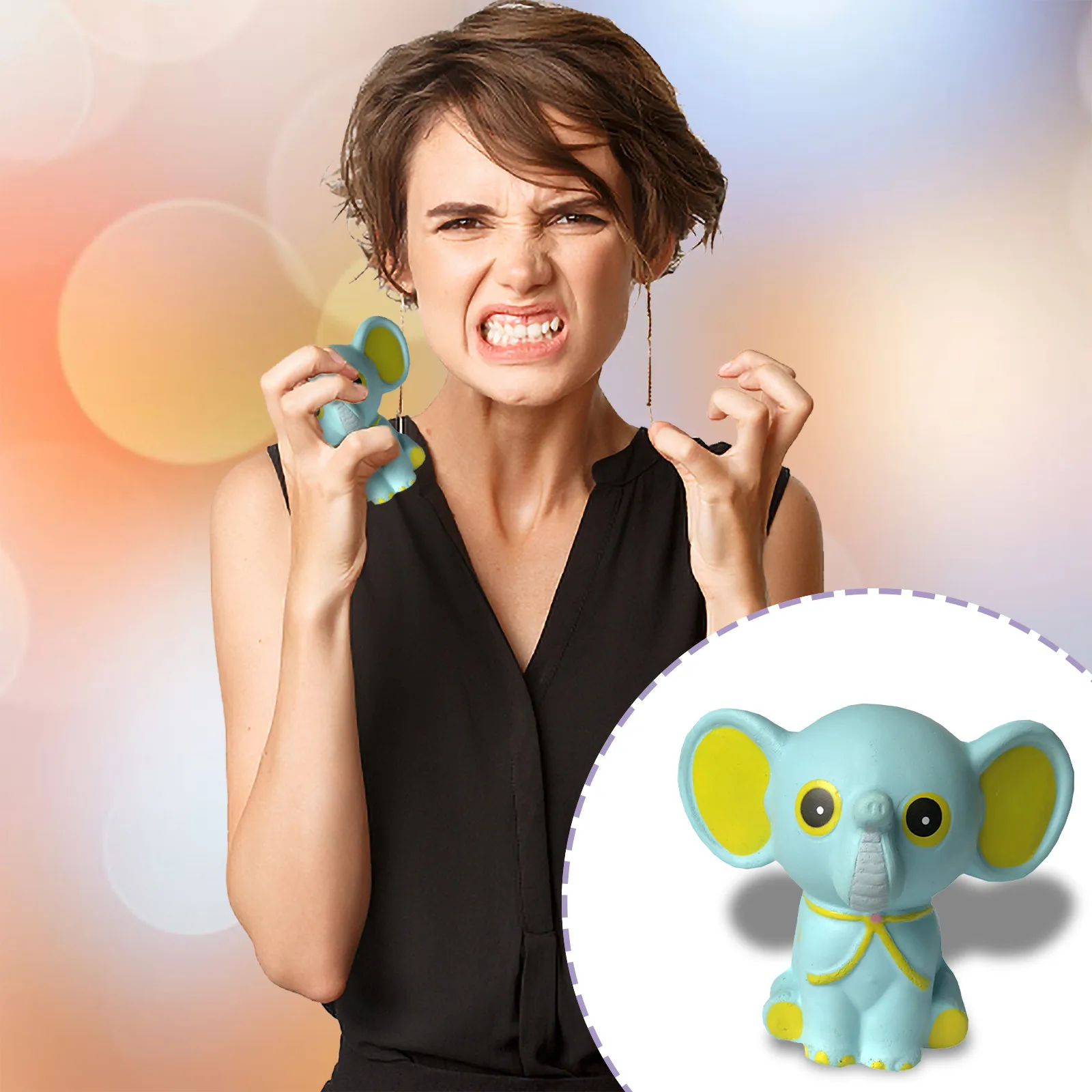 

Slow rebound dute cartoon animal elephant pinch decompression toy cute animal pinch ball decompression exhaust ball toy 3PCS L5