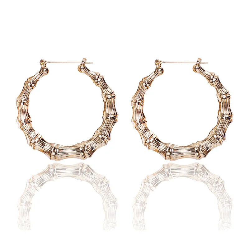 Полые серьги в виде больших кругов европейские преувеличенные геометрические