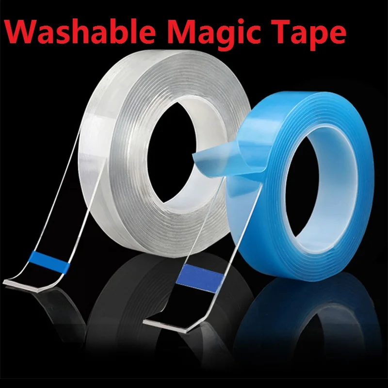 Новое поступление 1/3/5 м лента-липучка «Magic Tape» многоразовые двойные клейкая поверхность с двух сторон Nano, Не оставляющий следов надежный дизайн лента Съемная Стикеры моющиеся Скотч для монтажа светодиодных лампочек