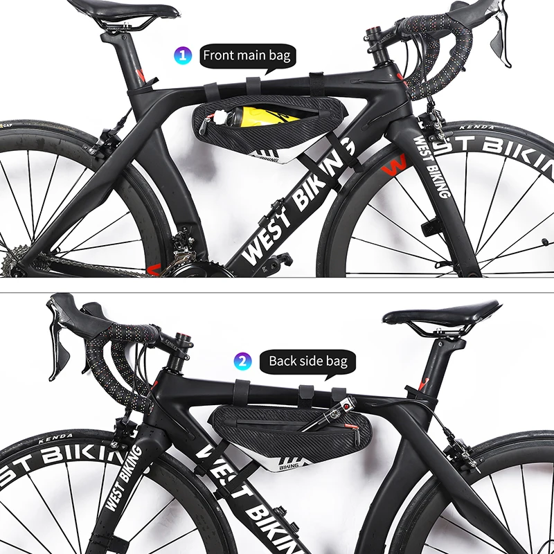 

WEST BIKING Bicycle Bag Cycling Tube Front Frame Bags Repair Tools Bicycle Accessories MTB Triangle Bag Waterproof Reflective