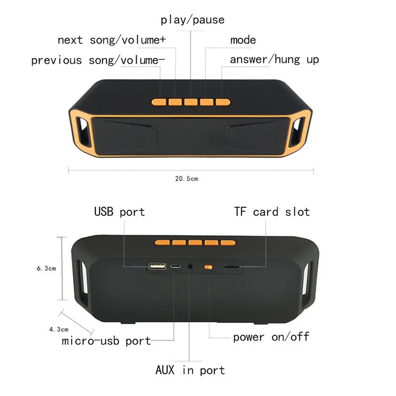 SC208 Bluetooth Speaker Connect The Call Built-in Microphone Double Speakers Support Transmission Audio New Sound Box | Электроника