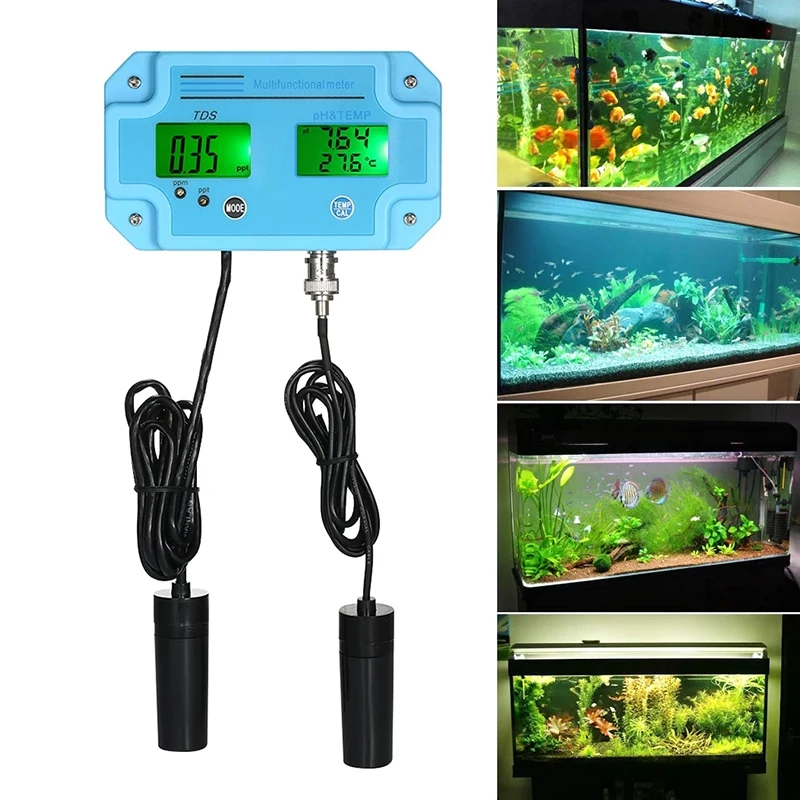 

Ph Meter Water Detector 3 in 1 PH/TEMP LCD Digital Meter Test Meter Water Quality Monitor Water Quality Tester-EU Plug