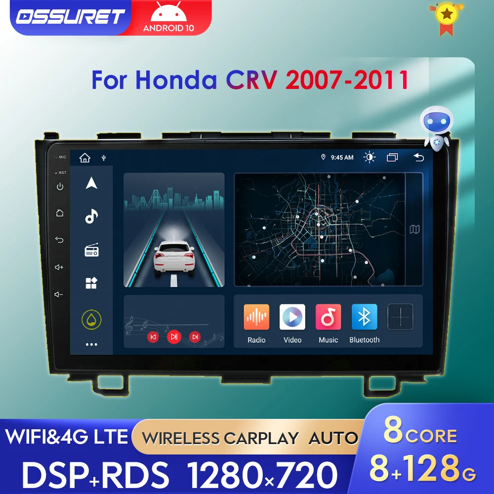 

Автомагнитола 9 дюймов, Android 10, стерео, мультимедийный плеер, аудио для Honda CRV 2007-2011, Автомобильное видео, GPS-навигация, 2 DIN CarPlay