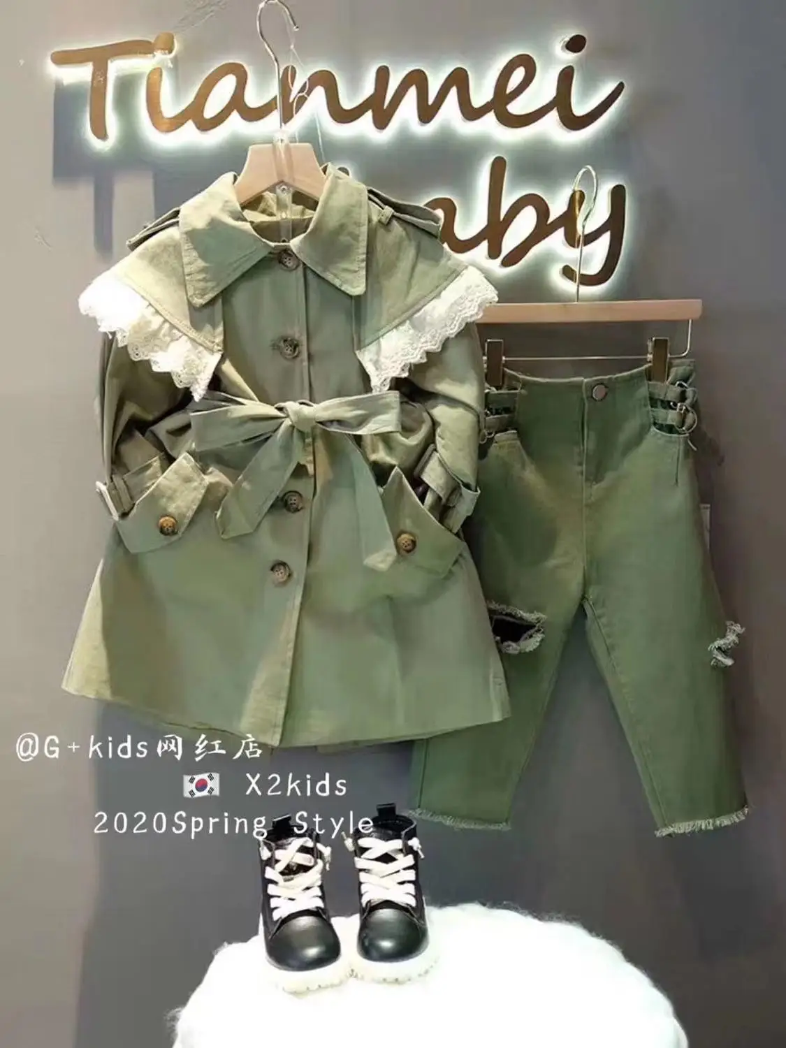 Новинка весны 2020 детская одежда джинсовый тренчкот для девочек с рваными