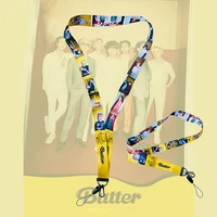 kpop bangtan boys new album butter neck strap lanyard for keys id card gym mobile phone straps anti lost rope korea accessories