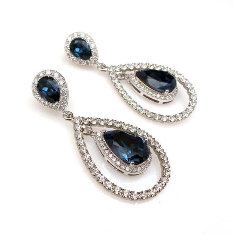 Earring Q240 Роскошные длинные висячие серьги из розового золота с кристаллами Pendientes Mujer, модные ювелирные изделия, серьги с камнями в форме капли воды для женщин Z4Q938 - Окраска металла: Earring Q240