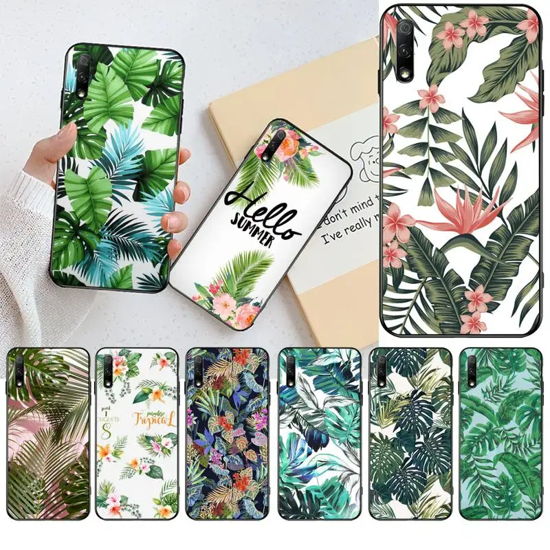 

Palm tree Leaves Plant Flower Black Soft Shell Phone Case Capa For Huawei Nova 6se 7 7pro 7se honor 7A 8A 7C Prime2019