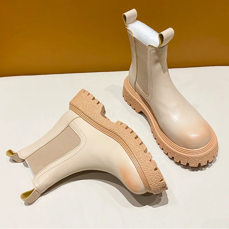 

Женские ботинки челси из ПУ кожи, с круглым носком, без застежки