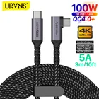 Кабель URVNS с TYPE-C на C, USB C 5A E-MARK PD 100 Вт, USB 3,1, 10 Гбитс, 4K, 60 Гц