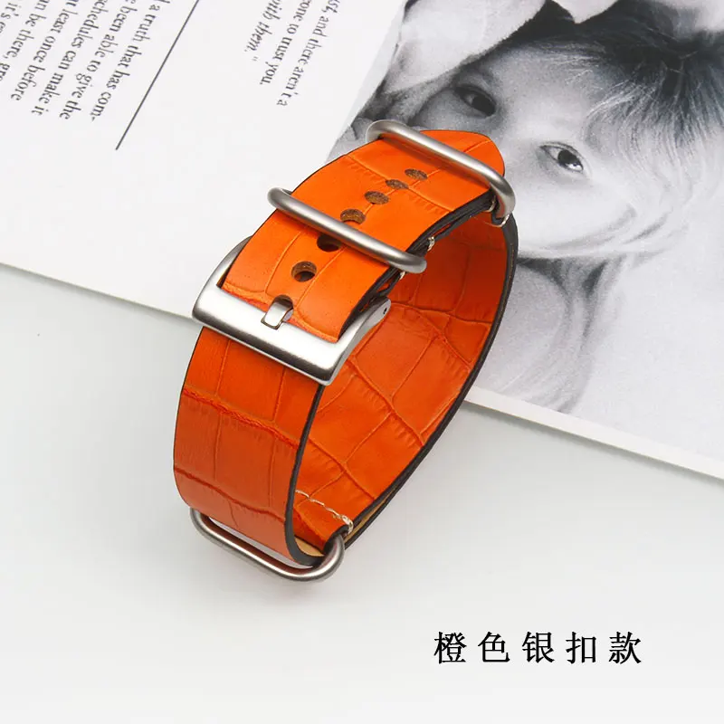 

calfskin leather watch bands genuine leather watchstrap 20 22mm men watch wrist for DW CK NATO bracelet wrist orange blue band
