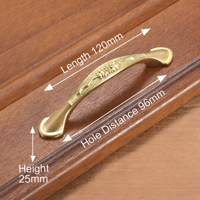 Handle-T1017-96 KAK медные латунные ручки шкафа для двери кухонного шкафа ручки для выдвижных ящиков Европейское винтажное Золотое оборудование для обработки мебели - Цвет: Handle-T1017-96