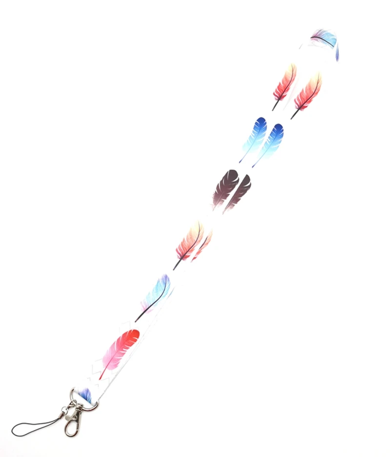 

10 pcs cartoon feather lanyard Neck Strap Lanyards Card Holders Bank Neck Strap Card Bus ID Holders Rope Key