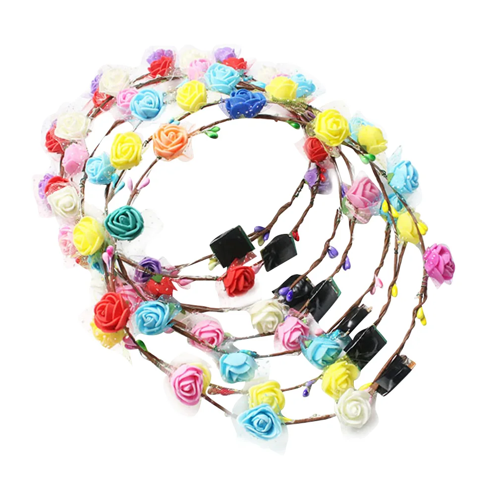 

10pcs/pack LED Light Apparel Accessories Decorative Head Band Travel Artificial Flower Night Glowing Wreath Headwear Photo Props