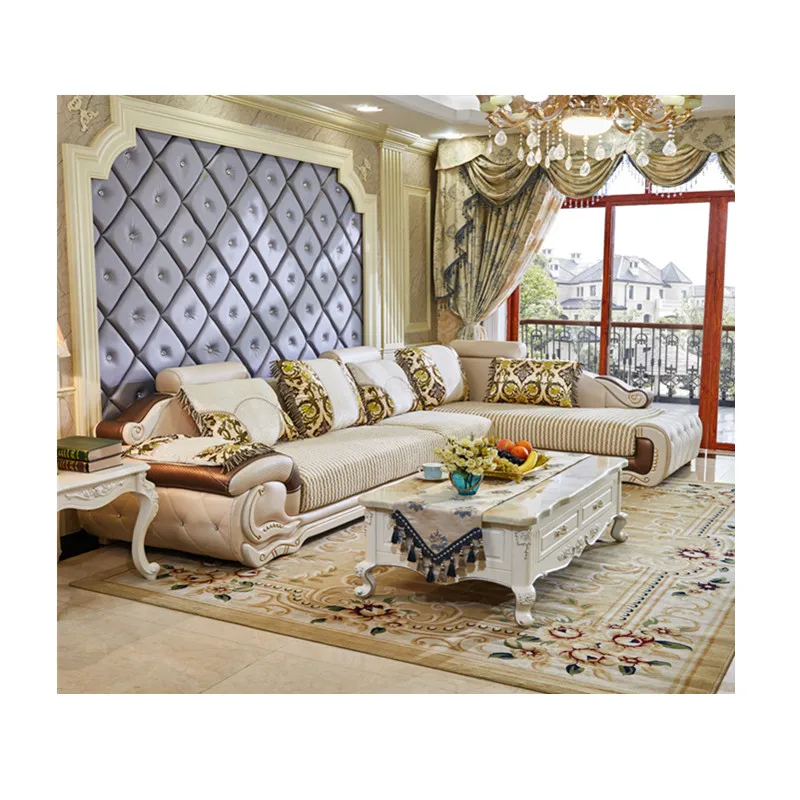 2019 новый дизайн роскошный Европейский диван тканевый деревянный 5 местный|Наборы