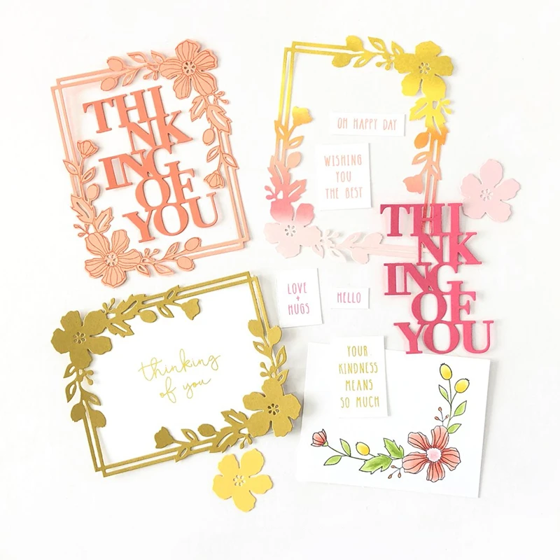 

Thinking Of You Metal Cutting Die And Stamps Scrapbooking Background DIY Decoration Craft Embossing Stenci