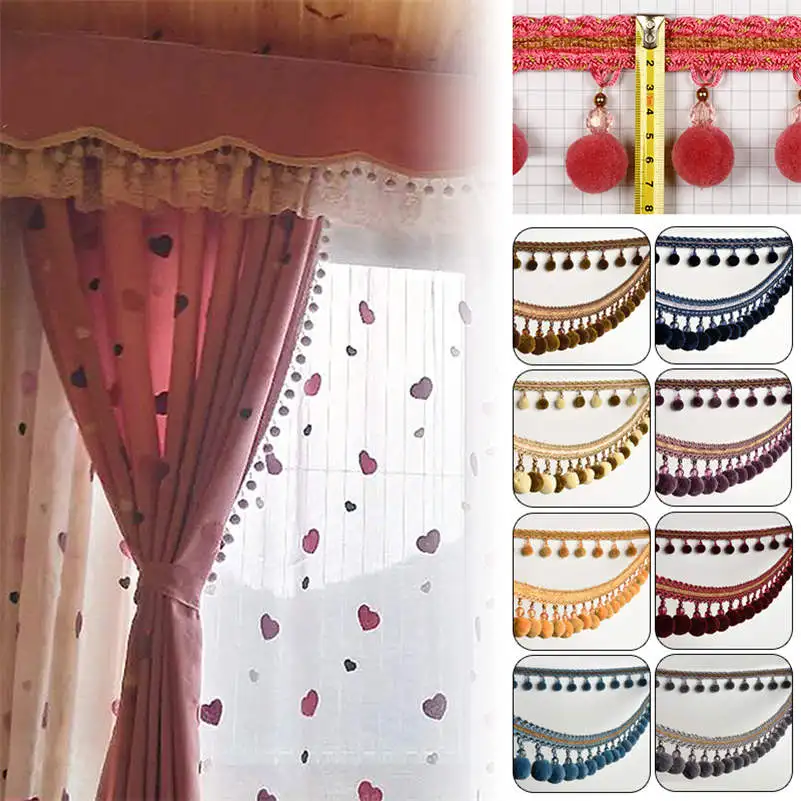 

3 Meter Pompom Trim Pom Pom Bobble Braid Tassel Ball Fringe Ribbon Lace Fabric DIY Upholstery Crafts Curtain Sewing Accessories