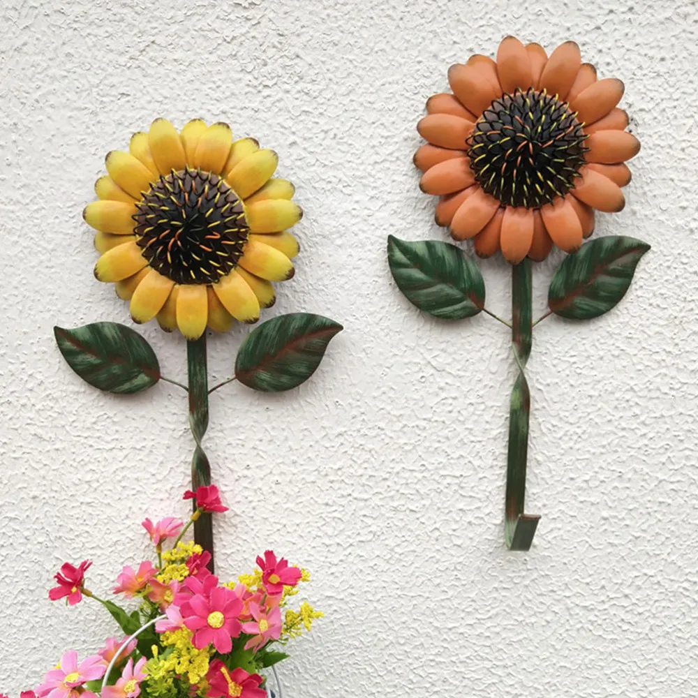 

2pcs Sunflower Shaped Storage Hangers Home Room Wall-mounted Storage Hooks