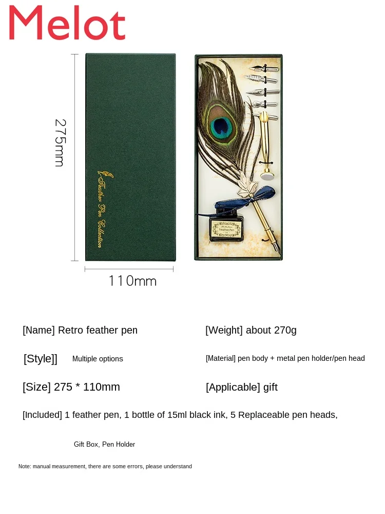 

High-End Luxury Dipped in Water Pen Gift Fashion European Style Vintage British Feather Gift Set Gift Decorations For Home